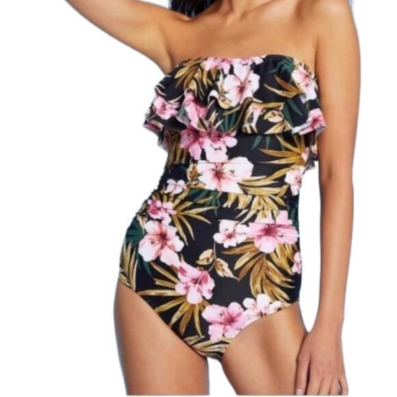 Bandeau Flounce High-Coverage One-Piece Swimsuit | Kona Sol | Small - Picture 12 of 13